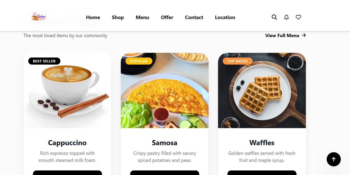 Sahan Coffee & Sweets website